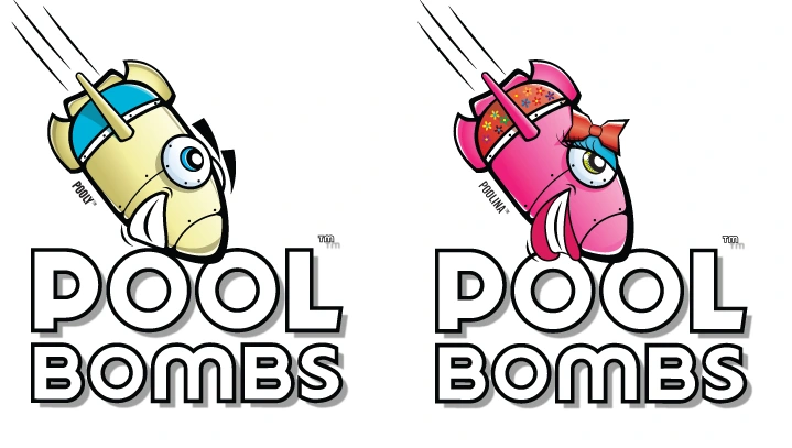 Pooly und Poolina: die Originalfiguren von Pool Bombs