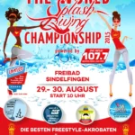 Originalplakat der Splashdiving-WM im Freibad Sindelfingen, 29.–30. August 2015. Historische Ankündigung, keine heutige Einladung oder Sponsorenliste. Credits: SCSD.
