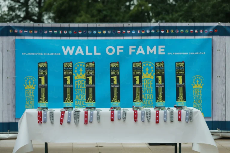 The Wall of Fame beside the pool · 28 July 2019